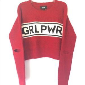 Marled Red GRL PWR Sweater